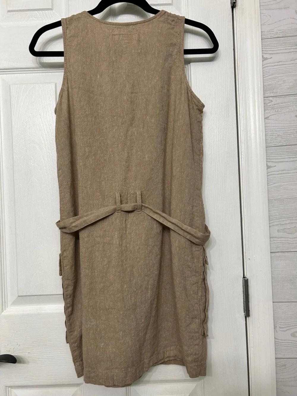 Michael Kors Summer Shift Short Linen Dress Tan M Casual Lounge Cool Earthy
